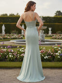 Spaghetti Straps Satin Long Bridesmaid Dresses with Bow