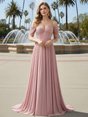 Pleated Off Shoulder Chiffon Bridesmaid Dresses