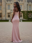 Pleated One Shoulder Satin Bridesmaid Dresses with Slit
