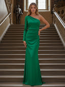 One Shoulder Satin Mermaid Long Bridesmaid Dresses