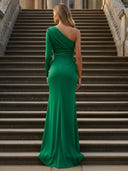 One Shoulder Satin Mermaid Long Bridesmaid Dresses