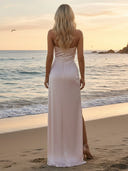 Satin One Shoulder Mermaid Bridesmaid Dresses with Slit