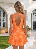 Jacquard V Neck Sleeveless A Line Short Homecoming Dresses