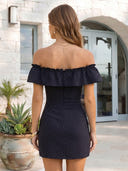 Polka Dot Off the Shoulder Ruffles Mermaid Short Homecoming Dresses