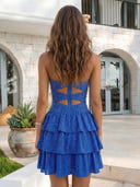 Sequin Strapless Tiered A Line Short Homecoming Dresses