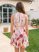 Halter A Line Tulle Flower Short Homecoming Dresses