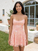 Spaghetti Straps A Line Sparkly Sequins Short Homecoming Dresses