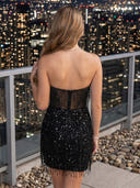 Strapless Sheath Corset Glitter Short Homecoming Dresses