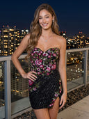 Strapless Corset Sheath Flower Short Homecoming Dresses