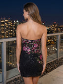 Strapless Corset Sheath Flower Short Homecoming Dresses