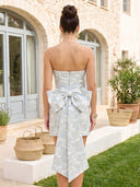 Strapless Jacquard A Line Short Homecoming Dresses with Bow