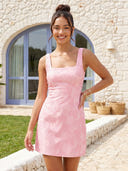 Square Neck Jacquard Sheath Short Homecoming Dresses