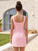 Square Neck Jacquard Sheath Short Homecoming Dresses