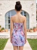 Strapless Sheath Flower Short Homecoming Dresses