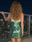 Sequin Short Mermaid Spaghetti Straps Homecoming Dresses