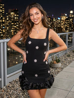 Floral Satin Short Mermaid Spaghetti Straps Homecoming Dresses