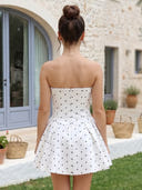 Polka Dot Strapless A Line Short Homecoming Dresses with Bow