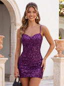 Sequin Mermaid Sweetheart Sleeveless Short Homecoming Dresses
