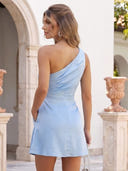 Satin Sheath One Shoulder Sleeveless Short Homecoming Dresses