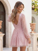 Sweetheart Sequin A Line Long Sleeves Short Homecoming Dresses