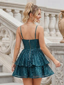Sweetheart Sequin A Line Sleeveless Corset Tiered Short Homecoming Dresses