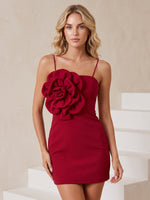 Spaghetti Straps Satin Mermaid Sleeveless Short Homecoming Dresses with Flower