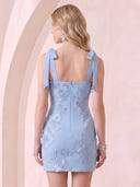 Square Neck Satin Mermaid Sleeveless Embroidery Short Homecoming Dresses