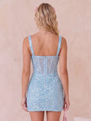 Sequin Sweetheart Mermaid Sleeveless Corset Short Homecoming Dresses