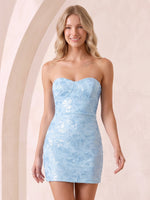 Strapless Satin Mermaid Sleeveless Embroidery Short Homecoming Dresses