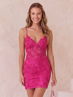 Satin Mermaid Spaghetti Straps Sleeveless Corset Lace Applique Short Homecoming Dresses