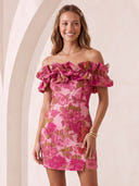Satin Off the Shoulder Mermaid Sleeveless Jacquard Short Homecoming Dresses
