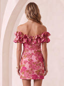 Satin Off the Shoulder Mermaid Sleeveless Jacquard Short Homecoming Dresses
