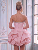Strapless Satin A Line Sleeveless Flower Bud Short Homecoming Dresses