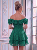 Satin A Line Off the Shoulder Sleeveless Tiered Lace Applique Short Homecoming Dresses