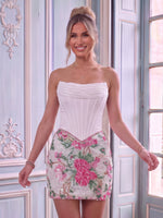 Satin Mermaid Sleeveless Strapless Corset Sequin Short Homecoming Dresses