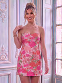 Strapless Satin Mermaid Sleeveless Jacquard Short Homecoming Dresses