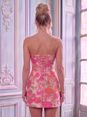 Strapless Satin Mermaid Sleeveless Jacquard Short Homecoming Dresses