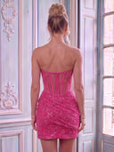 Sequin Strapless Mermaid Sleeveless Corset Short Homecoming Dresses