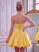 Satin A Line Sweetheart Sleeveless Flower Bud Corset Short Homecoming Dresses