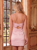Satin Mermaid Spaghetti Straps Sleeveless Short Homecoming Dresses