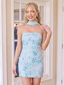 Strapless Satin Sheath Sleeveless Short Homecoming Dresses with Beads