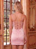 Satin Mermaid Spaghetti Straps Sleeveless Short Homecoming Dresses