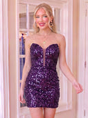 Sequin Strapless Mermaid Sleeveless Short Homecoming Dresses