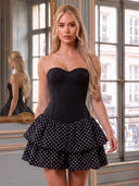 Satin A Line Sleeveless Sweetheart Tiered Short Homecoming Dresses