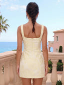 Jacquard Satin Sheath Square Neck Sleeveless Short Homecoming Dresses