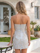 Jacquard Satin Sheath Strapless Homecoming Dresses