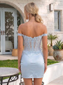 Satin Sheath Off the Shoulder Ruched Short Homecoming Dresses