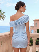 Satin Sheath One Shoulder Ruched Short Homecoming Dresses