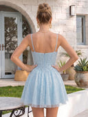 Sequins A Line Sweetheart Pleated Short Homecoming Dresses