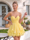Chiffon A Line Sweetheart  Tiered Ruffles Homecoming Dresses